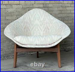Mid Century Modern Adrian Pearsall Coconut Chair Three Leg Walnut Base Rare
