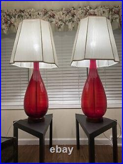 Mid-Century Modern Blenk Lamps Rare Ruby Red, Over-Sized