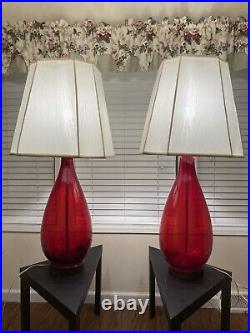 Mid-Century Modern Blenk Lamps Rare Ruby Red, Over-Sized