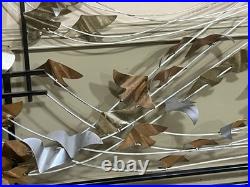 Mid Century Modern Brass Bird Wall Art phone pole Attributed Jere 46x20 RARE