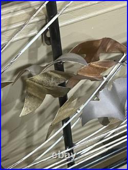 Mid Century Modern Brass Bird Wall Art phone pole Attributed Jere 46x20 RARE