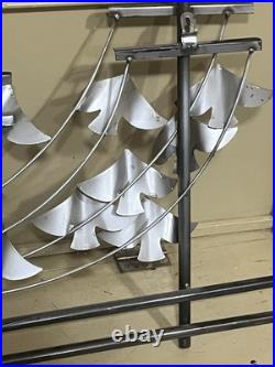 Mid Century Modern Brass Bird Wall Art phone pole Attributed Jere 46x20 RARE