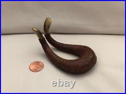 Mid Century Modern Carl Aubock Austria Leather and Brass Pipe Rest RARE FIND