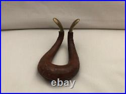 Mid Century Modern Carl Aubock Austria Leather and Brass Pipe Rest RARE FIND