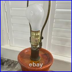 Mid Century Modern Ceramic Orange Drip Glaze Table Lamp 32.5 Tall Rare MCM