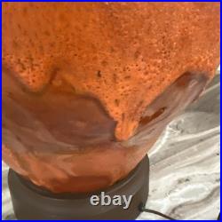 Mid Century Modern Ceramic Orange Drip Glaze Table Lamp 32.5 Tall Rare MCM