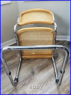Mid Century Modern Cesca Chairs Chrome Dining Marcel Breuer 1960s Rare Vintage