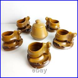Mid Century Modern Coffee Cup Set, Biomorphic Design, Transylvania 1970s RARE Mid Century Modern Coffee Cup Set, Biomorphic Design, Transylvania 1970s RARE