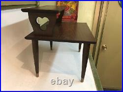 Mid Century Modern Coffee Table Stack Step End Clover Leaf Formica Top Rare Find