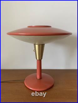 Mid Century Modern Coral Orange Dazor Desk Table Lamp Model 2055 Rare Color