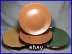 Mid-Century Modern Dinner Plates Green Yellow Orange 9 Set Of 6 Rare