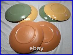 Mid-Century Modern Dinner Plates Green Yellow Orange 9 Set Of 6 Rare