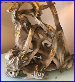 Mid-Century Modern Driftwood Table Lamp with original vellum shade RARE Mid-Century Modern Driftwood Table Lamp with original vellum shade RARE