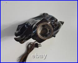 Mid Century Modern Drip Glaze Ceramic Lamp Teal Bronze Tree Cabin Rare Retro