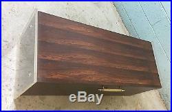 Mid Century Modern Floating Rosewood Lucite + Brass Storage Console by Lane RARE
