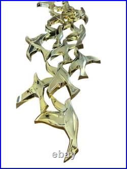 Mid-Century Modern Flock of Birds By Syroco Large Wall Art Rare Gold USA
