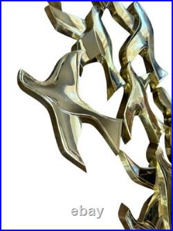 Mid-Century Modern Flock of Birds By Syroco Large Wall Art Rare Gold USA