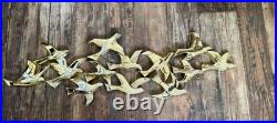Mid-Century Modern Flock of Birds By Syroco Large Wall Art Rare Gold USA