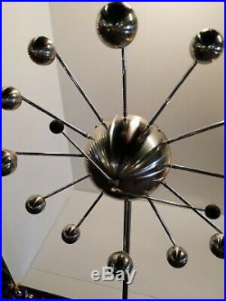 Mid Century Modern Floor Clock MCM Chrome-RARE Sputnik Starburst Orbs