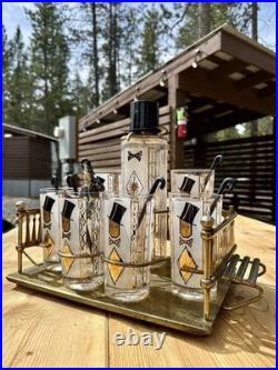 Mid-Century Modern Glenshaw Glass Co. Winking Man Bar Set Extremely Rare 1940
