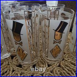 Mid-Century Modern Glenshaw Glass Co. Winking Man Bar Set Extremely Rare 1940