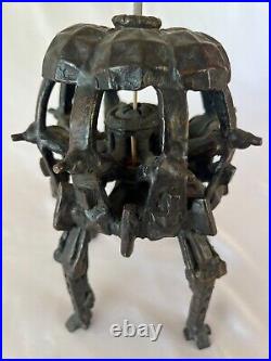 Mid-Century Modern Incense Burner Rare Dome Shrine Heavy Bronze, 8 Tall