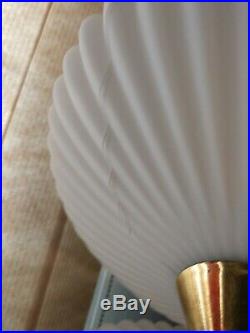 Mid Century Modern Kitsch Danish 2 Glass Globe Tulip Walnut Floor Lamp Rare UFO