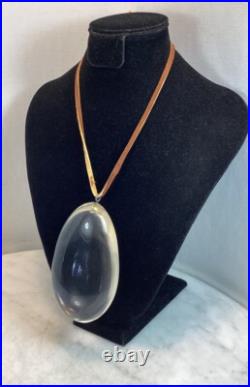 Mid Century Modern Large Vintage Designer Egg Shape Lucite Pendant Rare