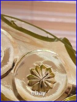 Mid Century Modern MCM Uranium Glass Moon & Stars Pedestal Cov Candy Dish RARE Mid Century Modern MCM Uranium Glass Moon & Stars Pedestal Cov Candy Dish RARE
