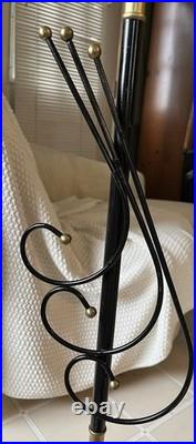 Mid-Century Modern Majestic Style Brass Floor Lamp withOriginal Shade. Rare