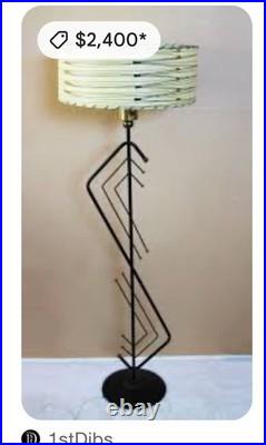 Mid-Century Modern Majestic Style Brass Floor Lamp withOriginal Shade. Rare