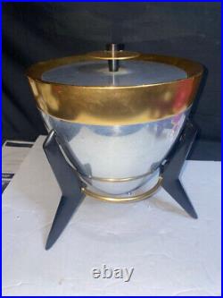 Mid-Century Modern Mirro Aluminum Copper Atomic Era Bullet Ice Bucket MCM Rare
