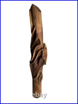 Mid Century Modern Modernist Abstract Biomorphic Carved Wood Sculpture Leaf RARE