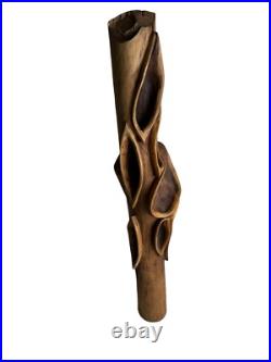 Mid Century Modern Modernist Abstract Biomorphic Carved Wood Sculpture Leaf RARE