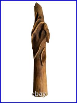 Mid Century Modern Modernist Abstract Biomorphic Carved Wood Sculpture Leaf RARE
