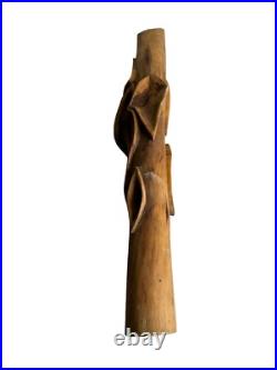 Mid Century Modern Modernist Abstract Biomorphic Carved Wood Sculpture Leaf RARE