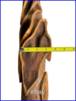 Mid Century Modern Modernist Abstract Biomorphic Carved Wood Sculpture Leaf RARE