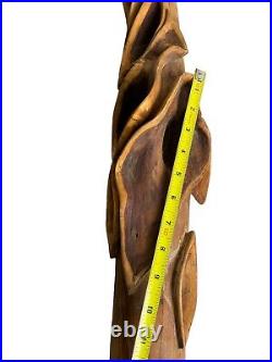 Mid Century Modern Modernist Abstract Biomorphic Carved Wood Sculpture Leaf RARE