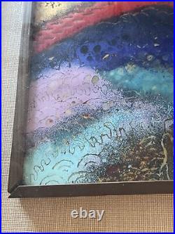 Mid Century Modern Painting Enamel On Copper Japanese Or Chinese Landscape Rare