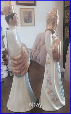 Mid Century Modern Pair Chinoiserie Tall Asian Couple Hand Crafted Rare Alton