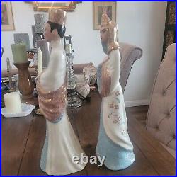 Mid Century Modern Pair Chinoiserie Tall Asian Couple Hand Crafted Rare Alton