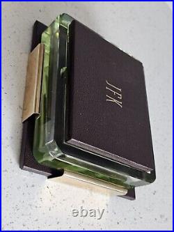 Mid Century Modern Paperweight Card Box Pen Holder Marked JFK Rare