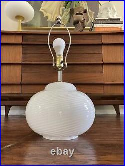Mid Century Modern RARE Murano Swirl Glass Table Lamp For Vetri Italy Italian