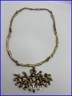 Mid-Century Modern Rare Brutalist Necklace GSM Abstract Pendant/ Chain 13