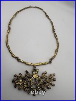 Mid-Century Modern Rare Brutalist Necklace GSM Abstract Pendant/ Chain 13