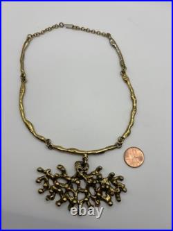 Mid-Century Modern Rare Brutalist Necklace GSM Abstract Pendant/ Chain 13