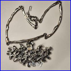 Mid-Century Modern Rare Brutalist Necklace GSM Abstract Pendant/ Chain 13