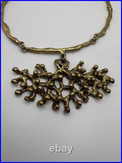 Mid-Century Modern Rare Brutalist Necklace GSM Abstract Pendant/ Chain 13