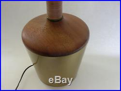 Mid Century Modern Rare Rattan Teak Walnut Brass Lamp VTG Tony Paul
