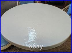 Mid Century Modern Rare Rattan Wicker Fiberglass Table Chairs Patio Woodward